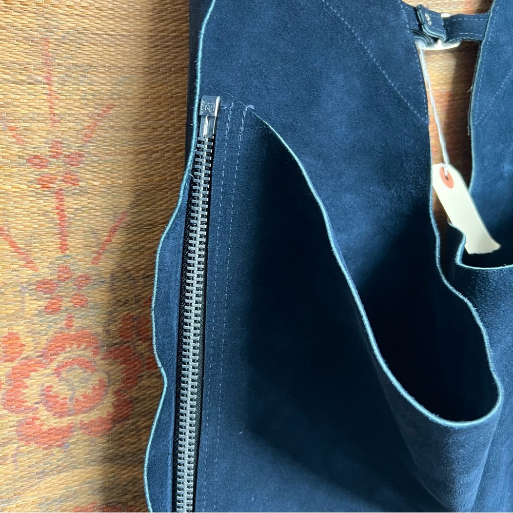 Vintage Navy Blue Suede Equestrian Chaps - Picture 6 of 9